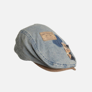 patch denim beret