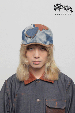 patch denim beret