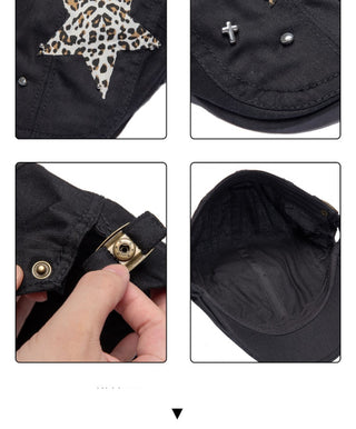 leopard rivet beret