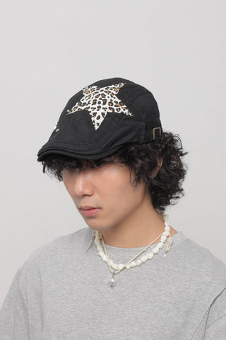 leopard rivet beret