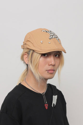 leopard rivet beret