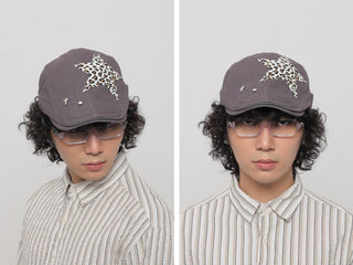leopard rivet beret