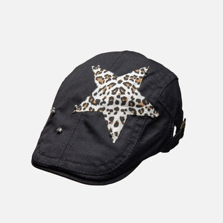 leopard rivet beret