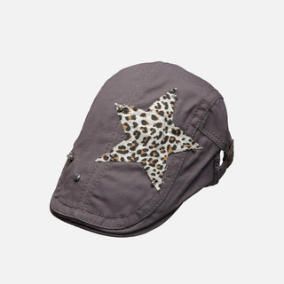 leopard rivet beret