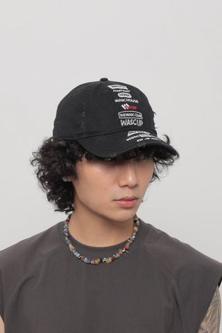 distressed embroidery cap