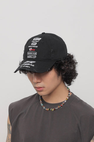 distressed embroidery cap