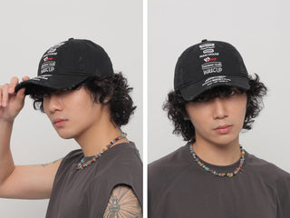 distressed embroidery cap