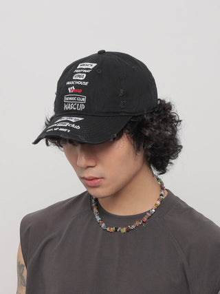 distressed embroidery cap
