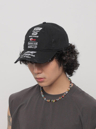 distressed embroidery cap