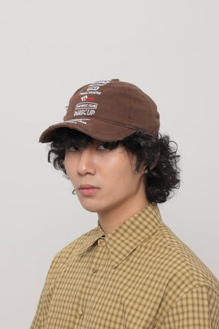 distressed embroidery cap