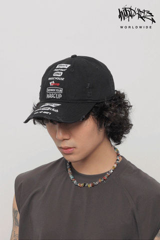 distressed embroidery cap