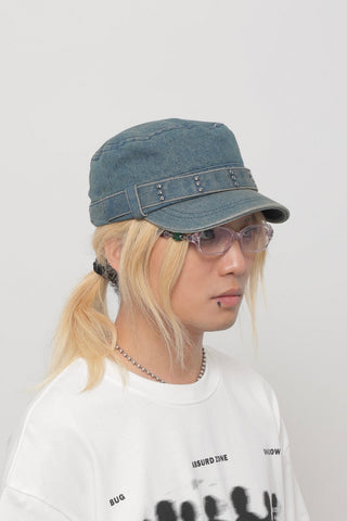 rivet denim cap