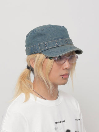 rivet denim cap