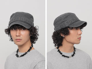 rivet denim cap