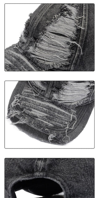 ripped denim cap