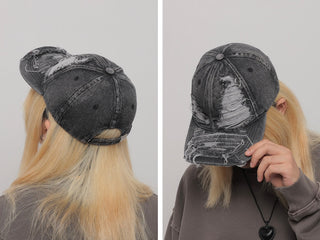 ripped denim cap