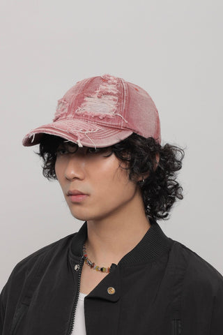 ripped denim cap