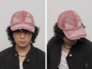 ripped denim cap