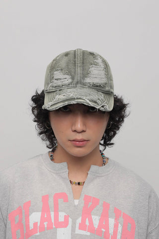 ripped denim cap