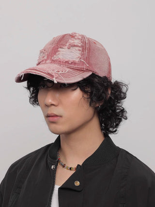 ripped denim cap