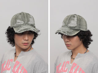 ripped denim cap