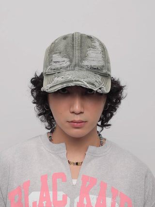 ripped denim cap
