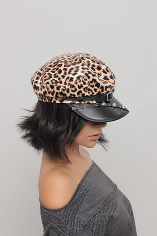 leather newsboy cap