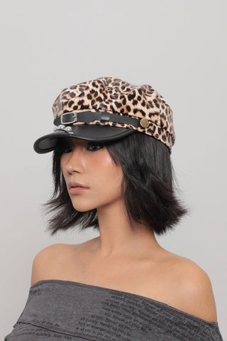 leather newsboy cap
