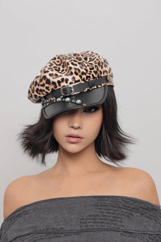 leather newsboy cap