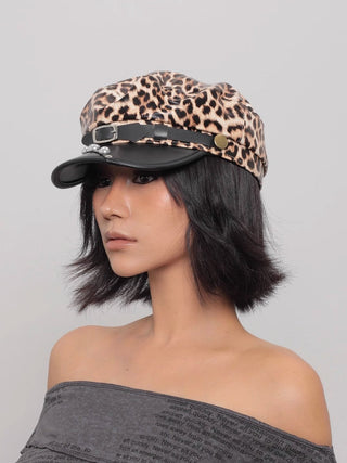 leather newsboy cap