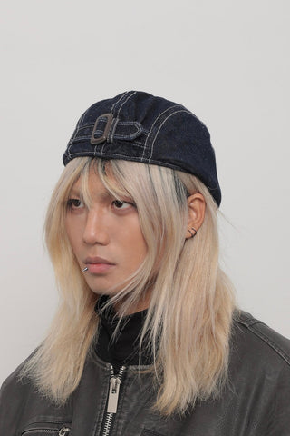 washed denim beret