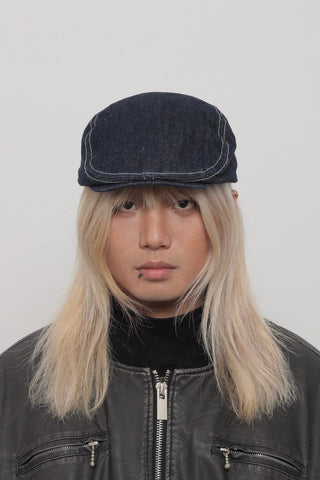 washed denim beret