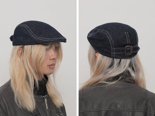 washed denim beret