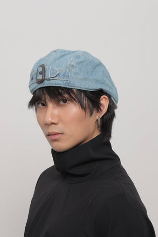 washed denim beret