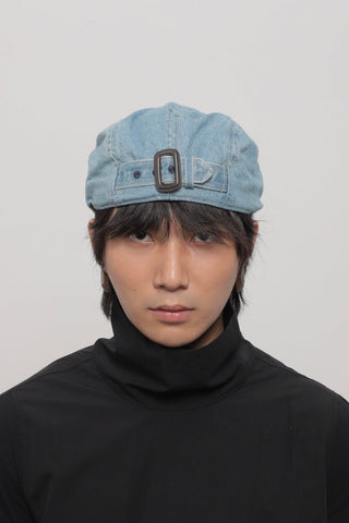 washed denim beret