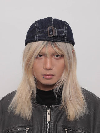 washed denim beret
