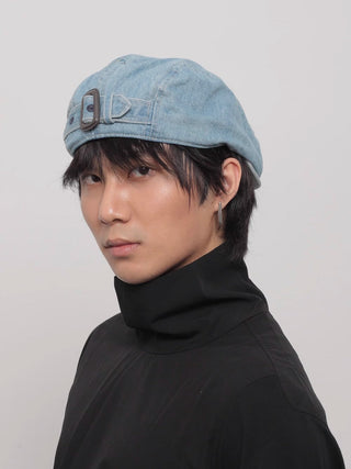 washed denim beret