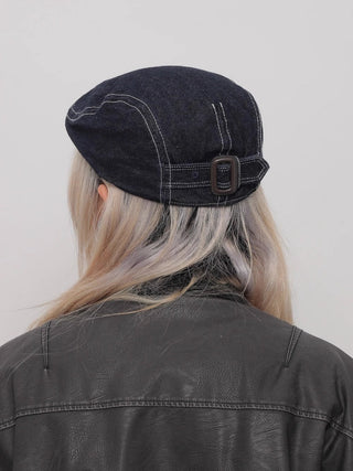 washed denim beret
