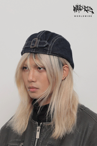 washed denim beret