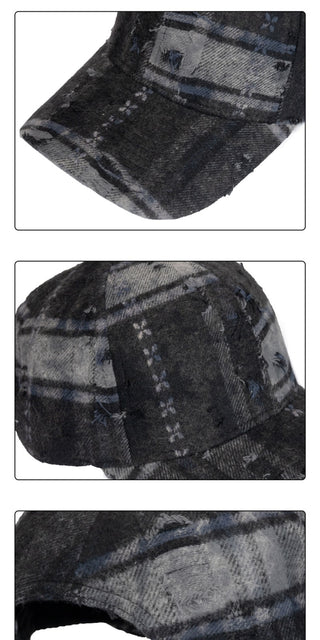 plaid ripped cap