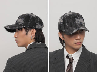 plaid ripped cap