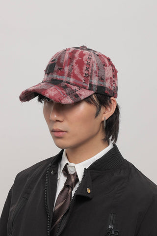 plaid ripped cap