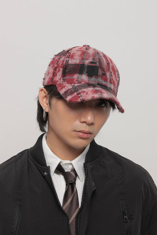 plaid ripped cap