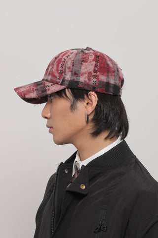 plaid ripped cap