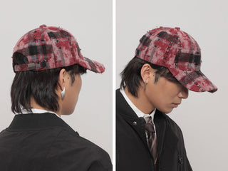 plaid ripped cap
