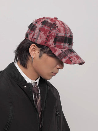 plaid ripped cap