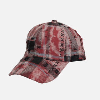 plaid ripped cap
