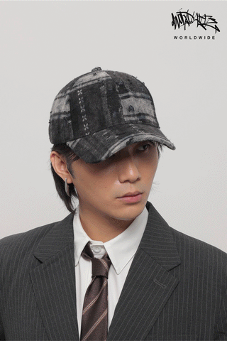 plaid ripped cap