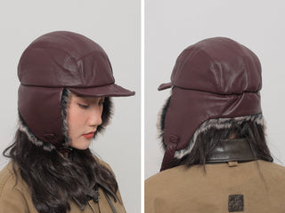 pu plush ushanka
