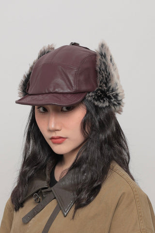 pu plush ushanka